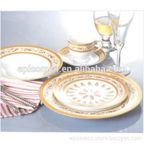 Hight quality royal gold design 20 pcs rond ceramic dinner set porcelain tableware